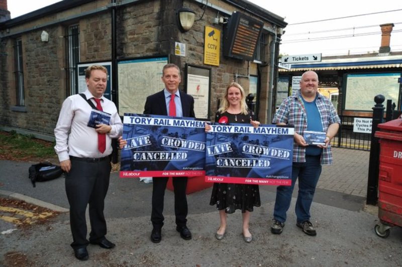 Matt Rodda MP, Rachel Eden and vounteers at Railway Station