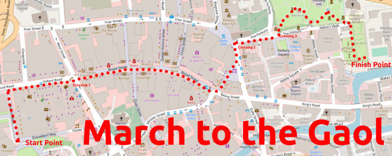 Map of the march to Reading Gaol route