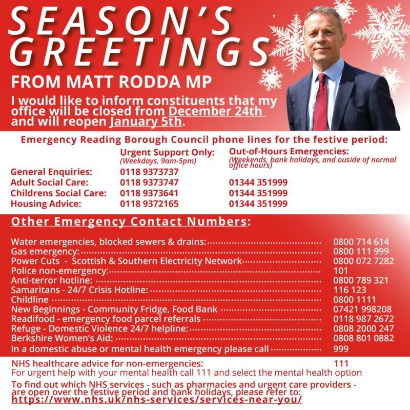 Christmas opening hours